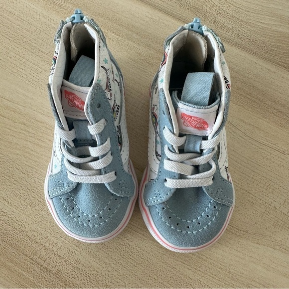 Vans Sk-8 Hi Zip I Love Unicorns Toddler Girl Blue Suede Hi Top Shoes Size 4 - Picture 9 of 9